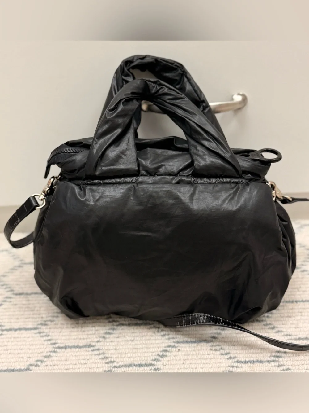 SEE BY CHLOE Y2K “Joy Rider” Black Puffy Nylon 2-Way Crossbody Bag W/ Charms